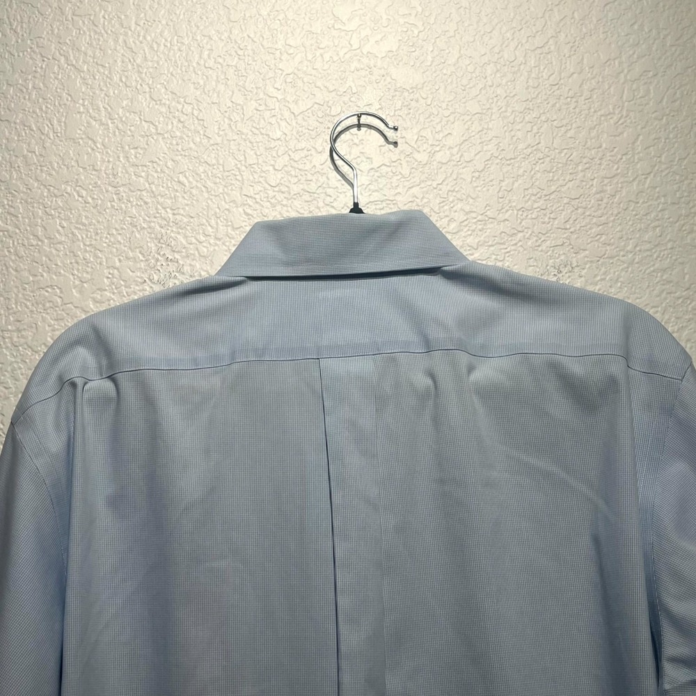 Brooks Brothers Dress Shirt Mens 16.5 Blue White Cotton Regular Fit Pleated - Picture 11 of 12